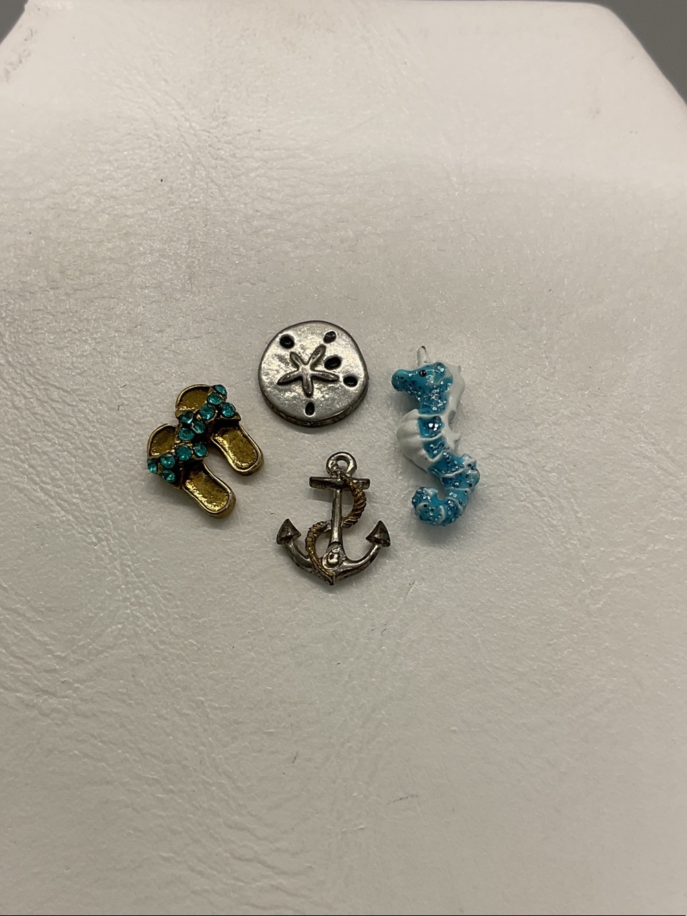 Origami Owl Gold Flip-Flop, Silver Anchor & Blue Seaside Charm Set